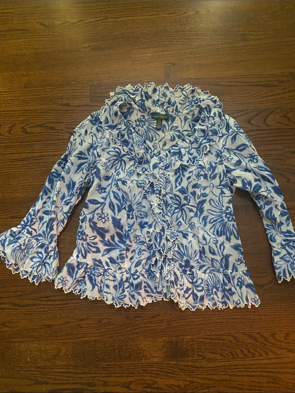 Lauren Jeans Co. 100% Cotton Boho Blouse Top Size Large
